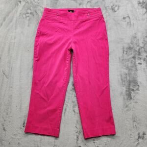 JM Collection Pants Womens M Pink High Rise Capri Pull On Stretch Preppy Office